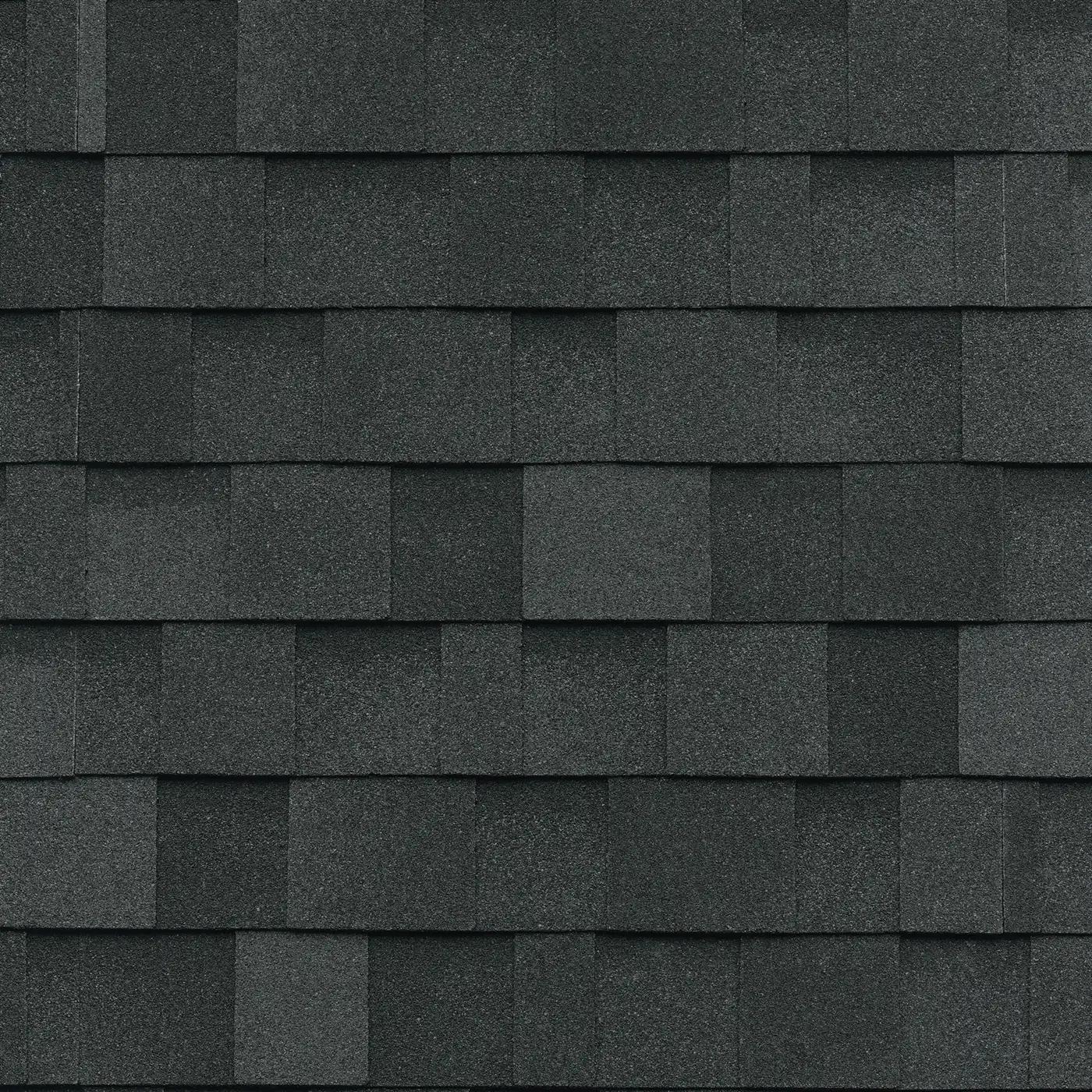 Close-up of black IKO architectural shingles