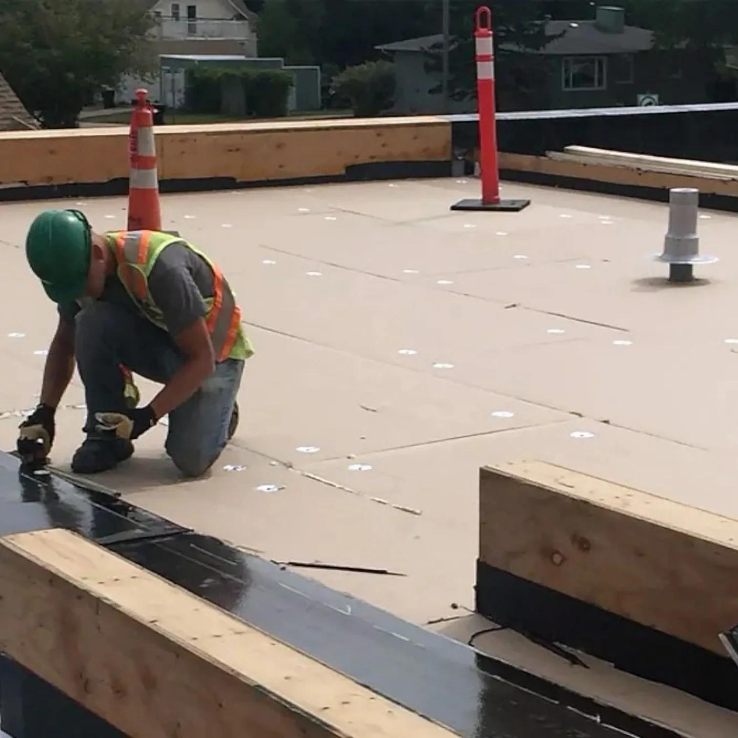 Commercial flat roof repair on an Edmonton property