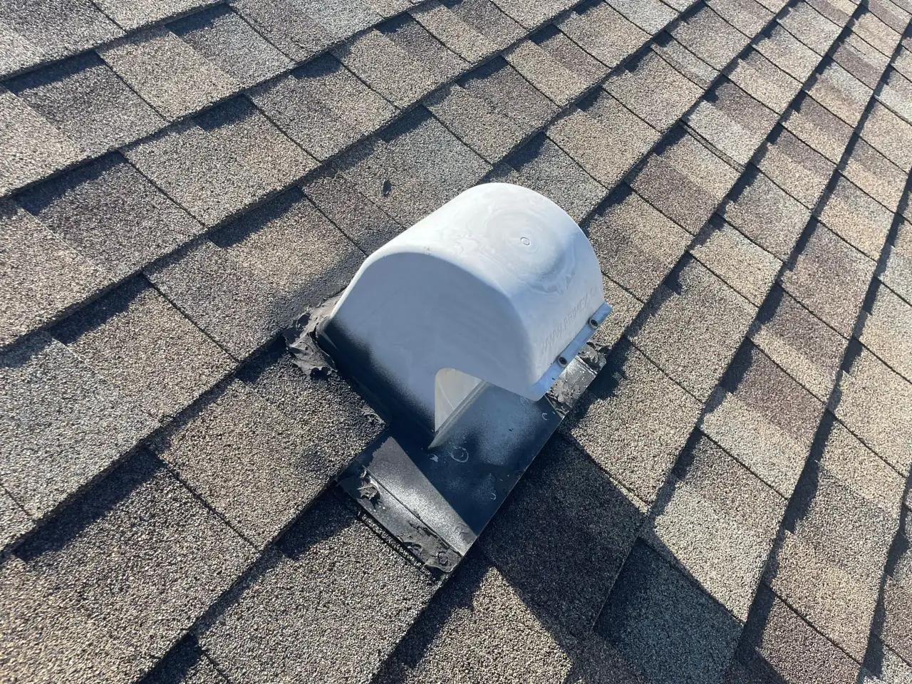 The failed roof vent on a Morinville home — the real source of an interior water leak