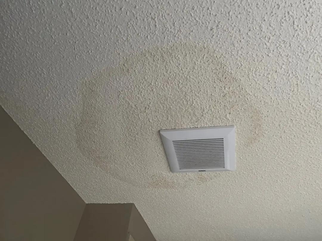 Water staining on the ceiling inside the home