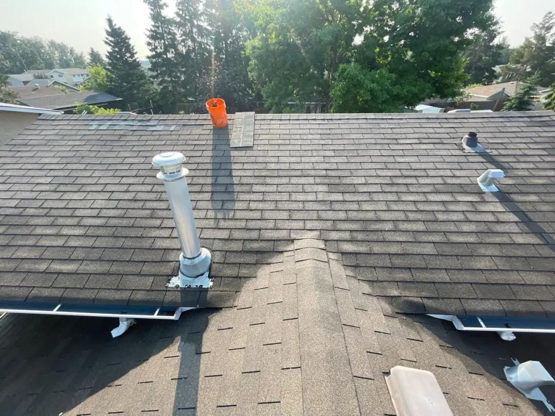 Damaged shingles removed back to a solid surface