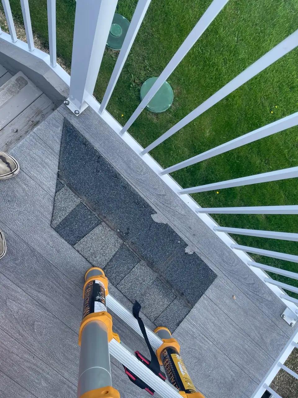 Roof on a Sherwood Park property where wind-blown shingles were replaced