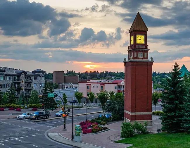 St. Albert clock tower and downtown view