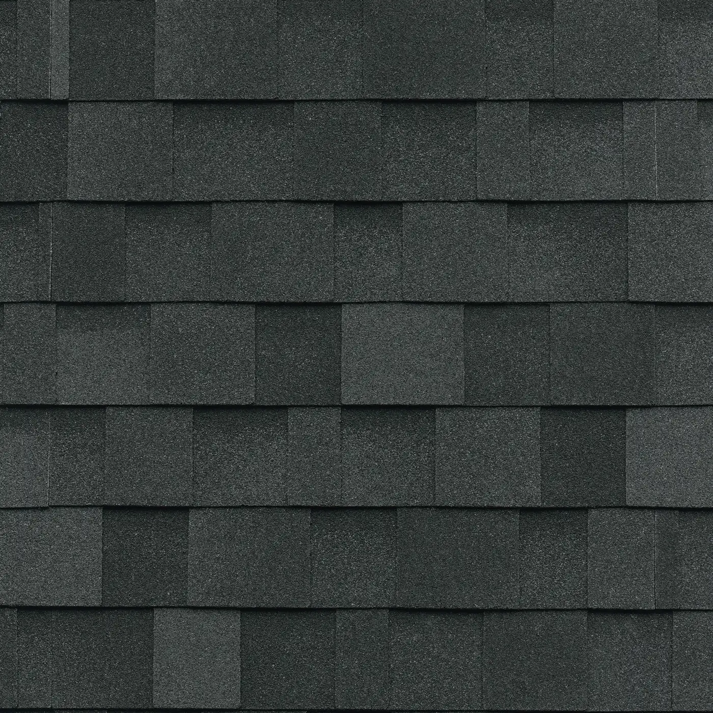 Close-up of black IKO asphalt shingles