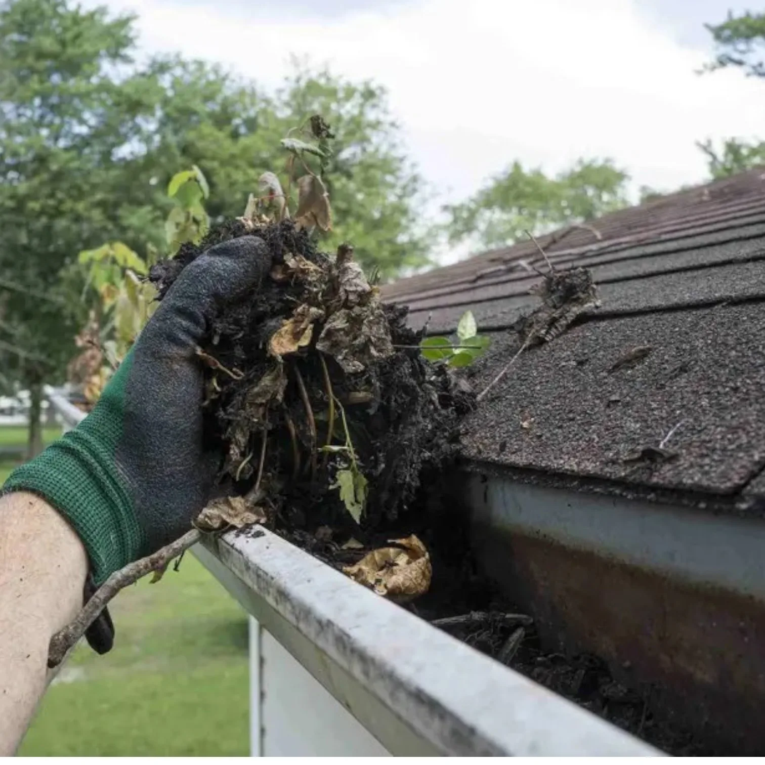 Seasonal gutter cleaning on an Edmonton home