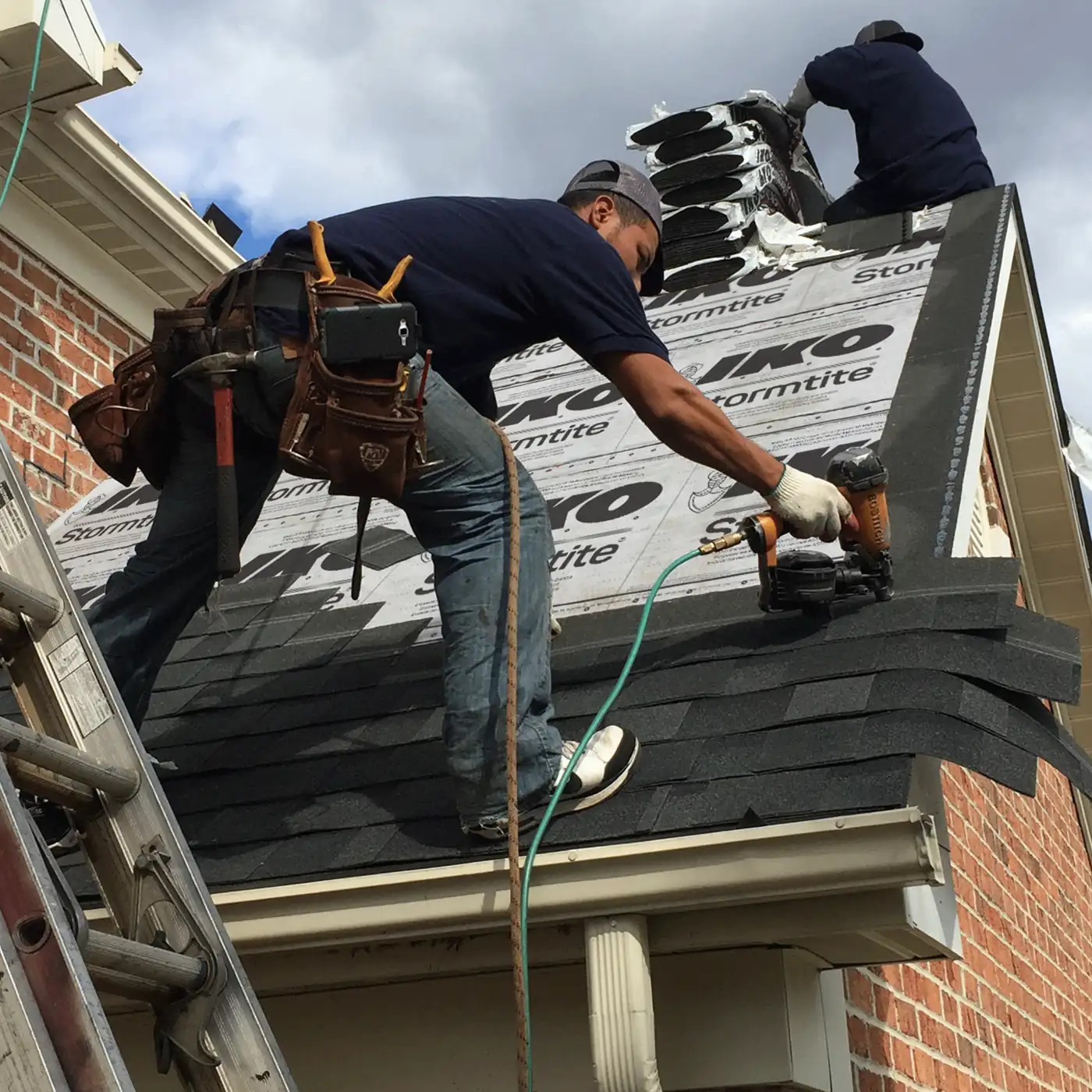 Residential roof repair on an Edmonton shingle roof